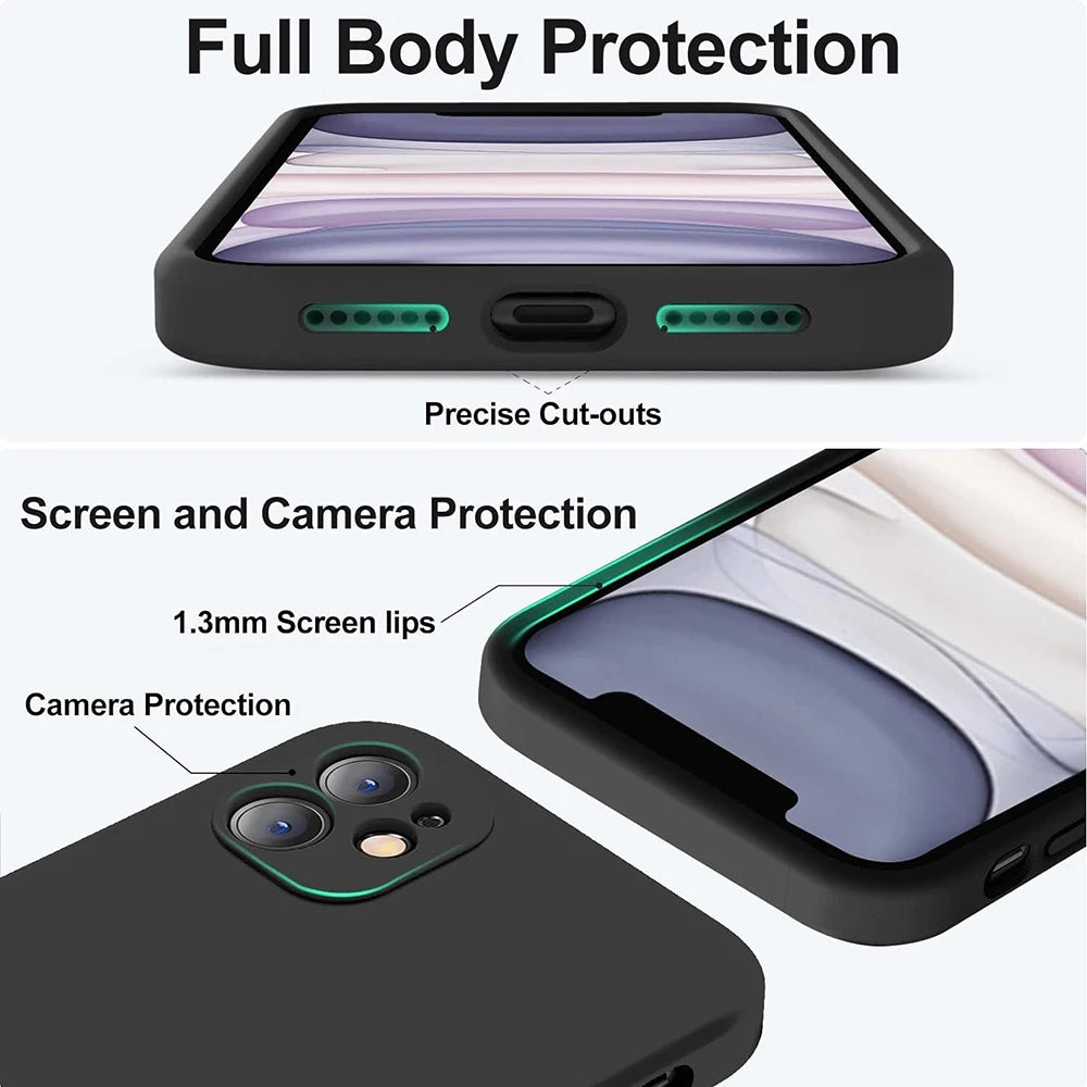 Black Shockproof Silicone TPU Phone Case For