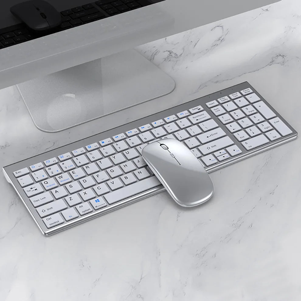 Slim Rechargeable Bluetooth Keyboard and Mouse Set for