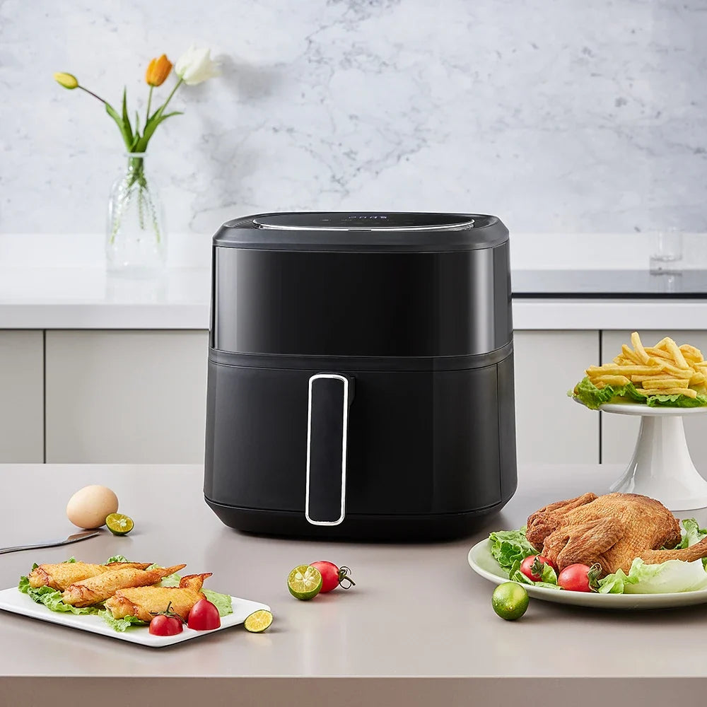 Friteuse à air chaud KOMORE 6L avec écran tactile intelligent, panier antiadhésif, minuterie de 60 minutes et température réglable de 80°C à 200°C