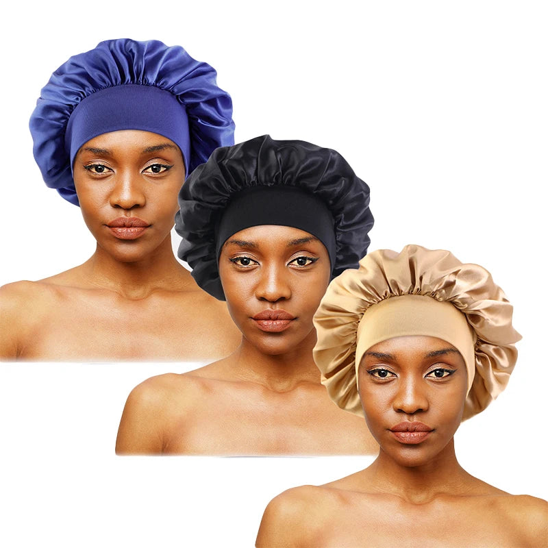 New Satin Wide Brim Nightcap Silky Bonnet Hair