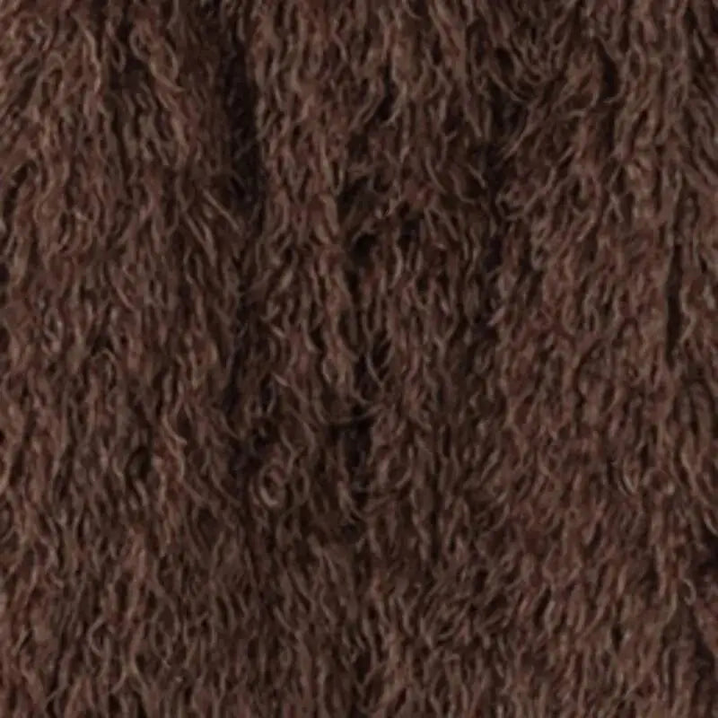 DEAT Fashion Brown Faux Fur Coat Women's Round Neck