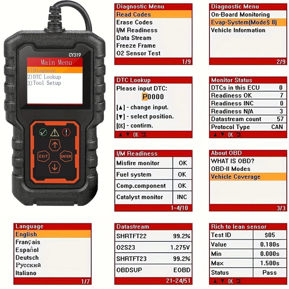 Scanner OBD2 - Outil de diagnostic, Code moteur