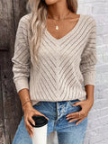 Women's V - Neck Off - Shoulder Knit Sweater