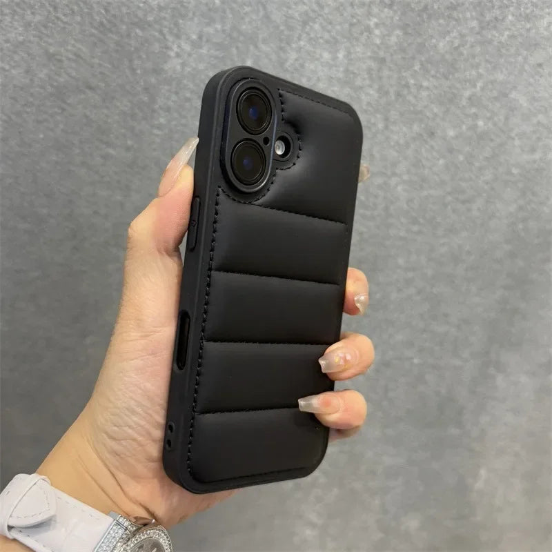Luxury Soft Down Jacket Silicone Case For iPhone