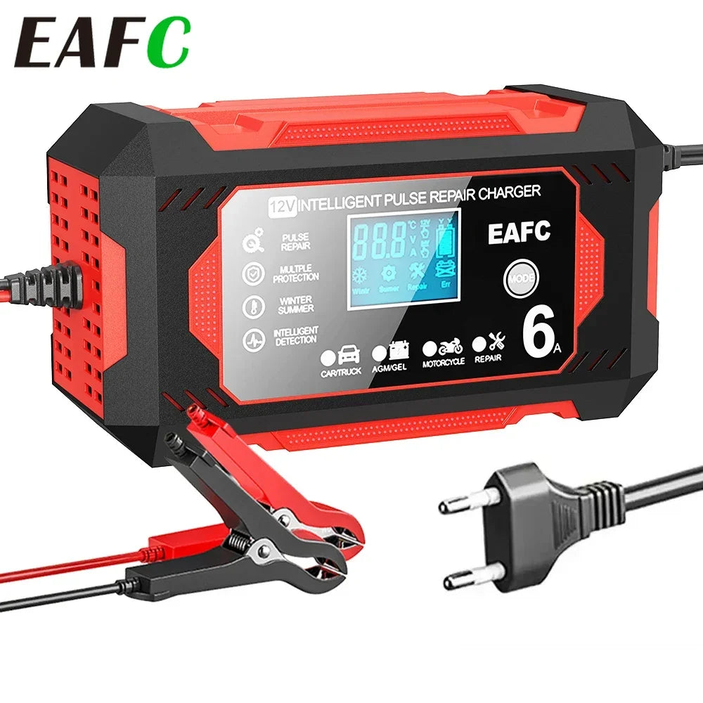 EAFC 12V 6A Large Screen Car Battery Charger