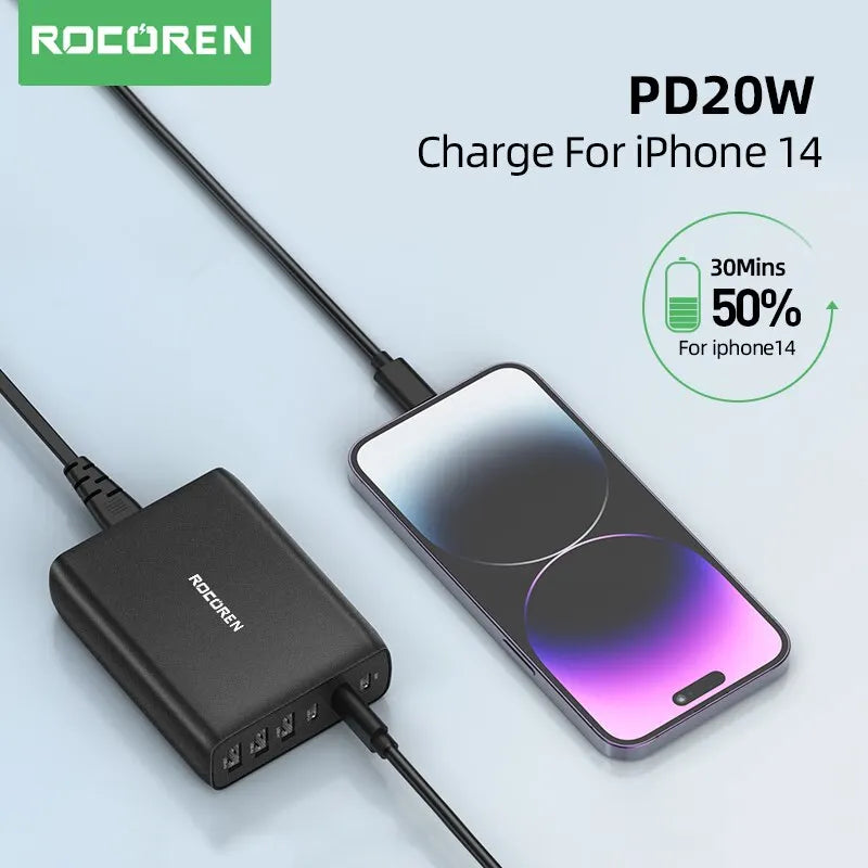 Rocoren 100W 6 - Port USB - C Desktop Charger