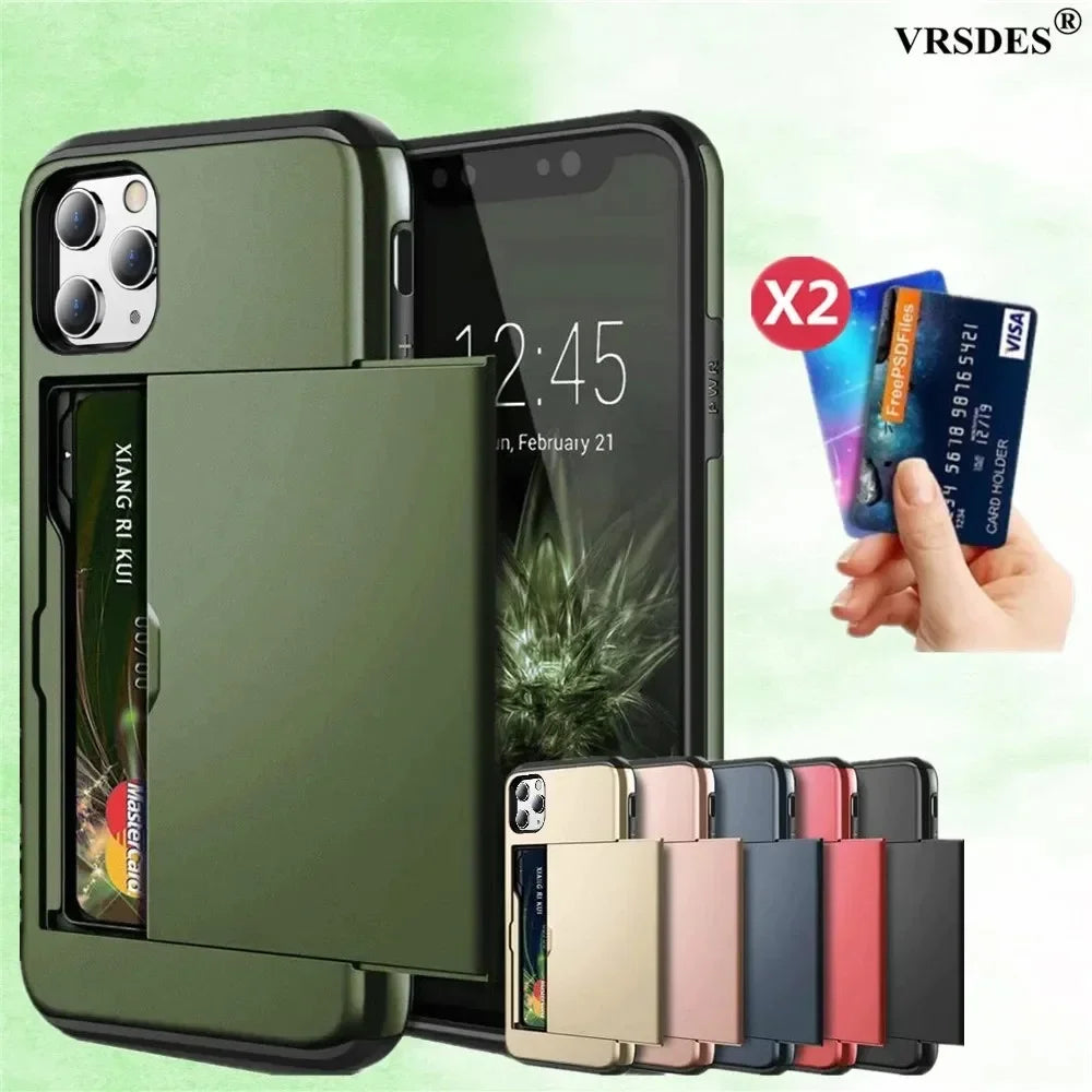for iPhone 16 Pro Max 15 Case Slide Armor Wallet