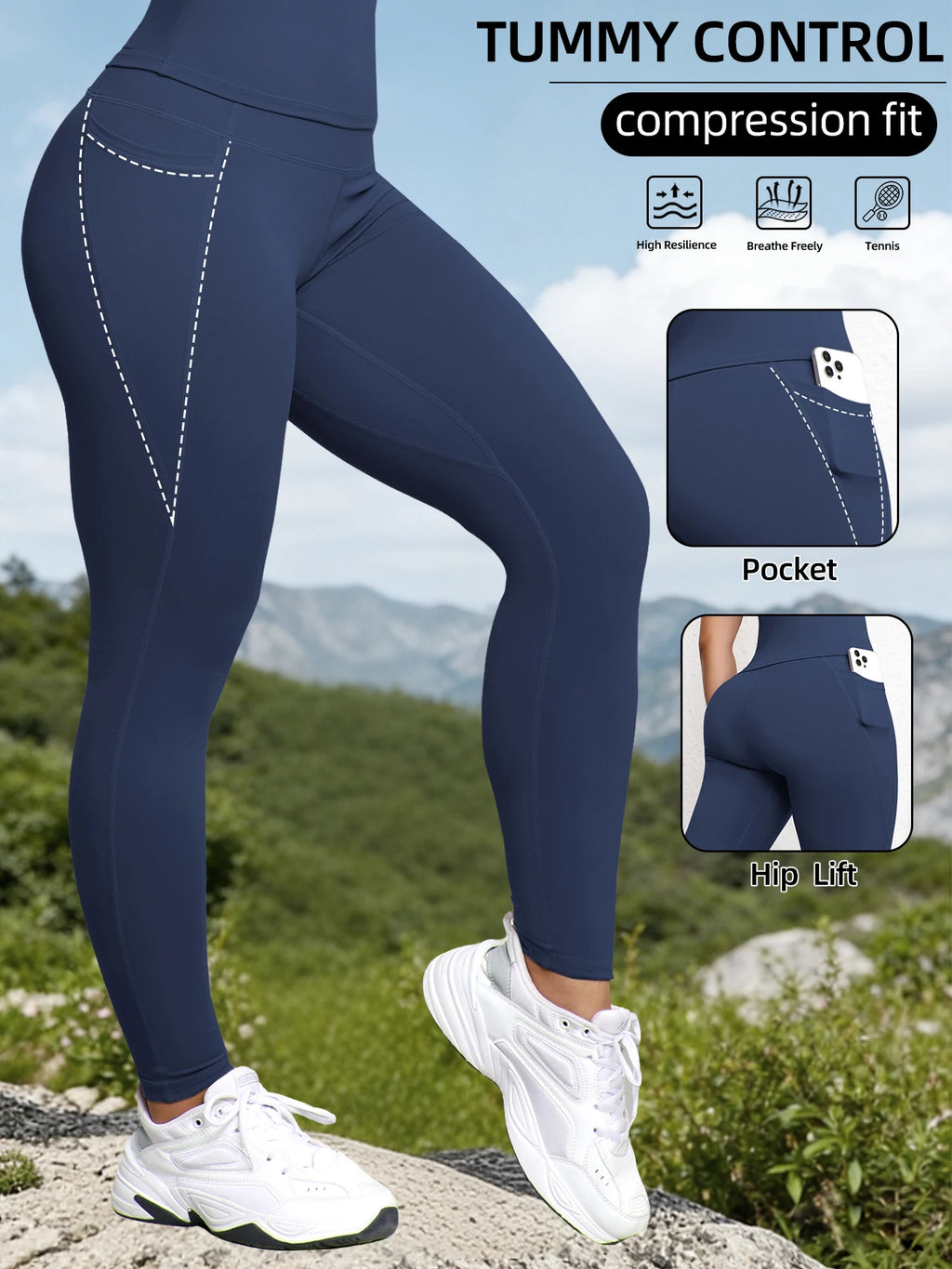 Women's High Waist Leggings With Pockets Stretch Yoga
