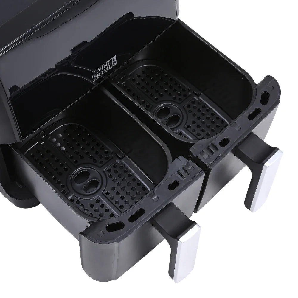 Friteuse à air double panier KOMORE 8L 1700W avec écran tactile, température réglable de 80°C à 200°C, minuterie de 30 min et arrêt automatique