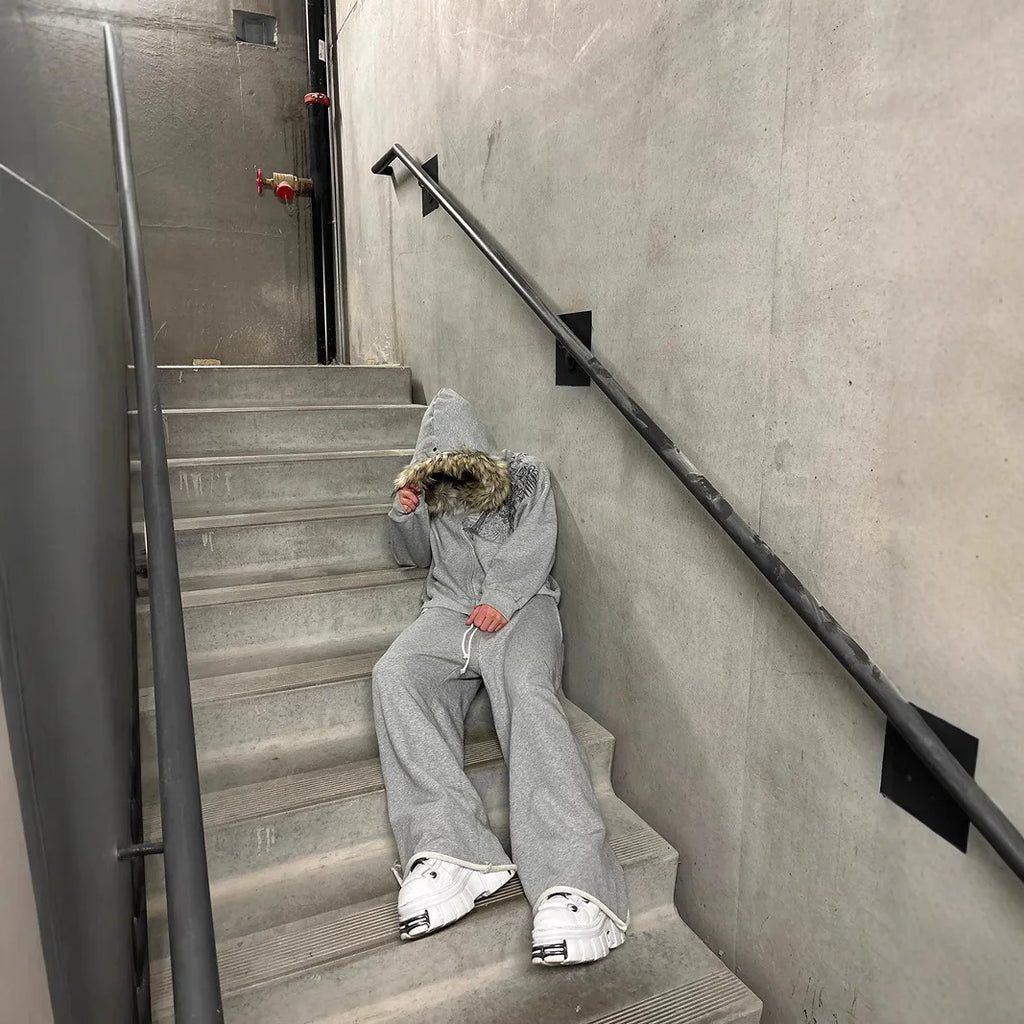Automne/Hiver Y2k Femme Esthétique Harajuku Faux Col Fourrure Sweats à Capuche Vêtements Graphique Hip Hop Punk Gothique Zippé