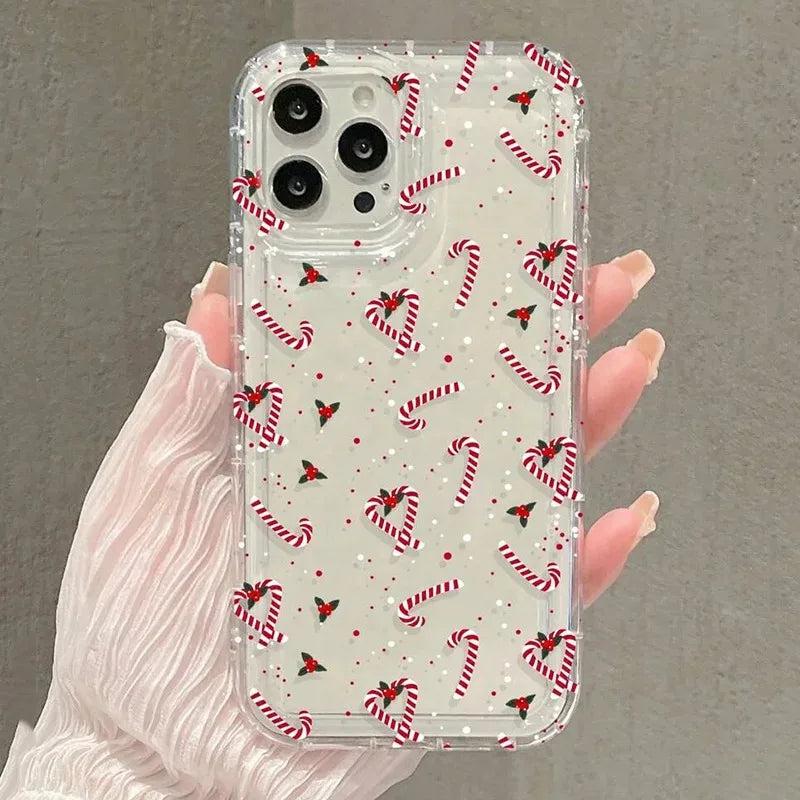 Coque transparente à imprimé graphique de Noël d'hiver