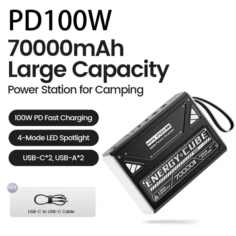 70000mAh Power Bank 100W Fast Charging Large