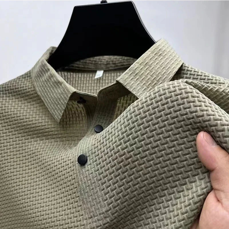 New Men's Business Casual Short Sleeved Bone