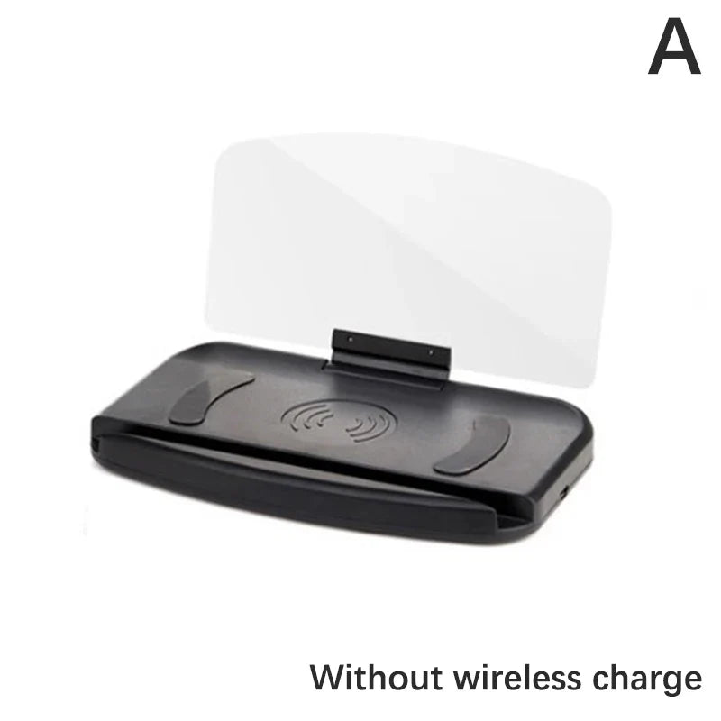 Mobile Phone Holder HUD Car Navigation Projector Head-up Display QI Wireless Charger Car Holder