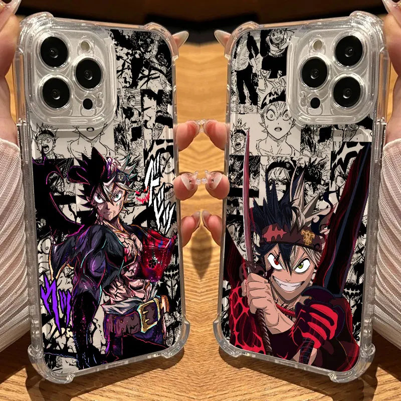 Coque de téléphone transparente Black Anime Clovers pour iPhone