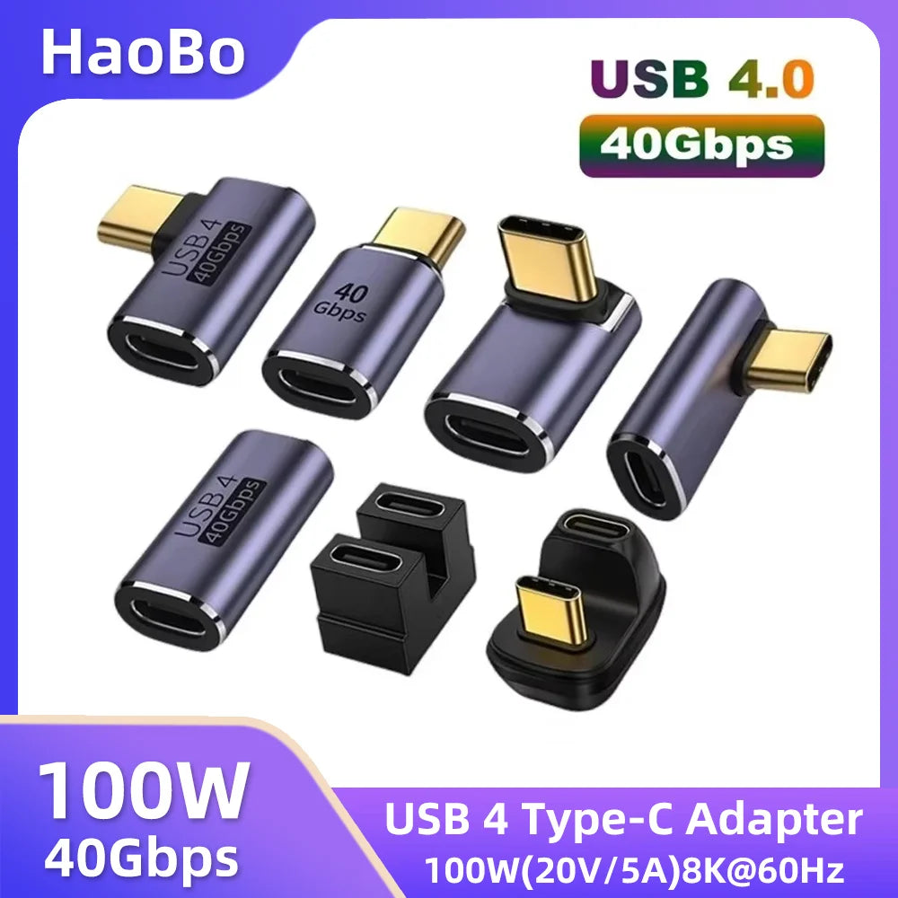 USB4.0 40Gbps OTG Type C 90 Degree Adapter 100W
