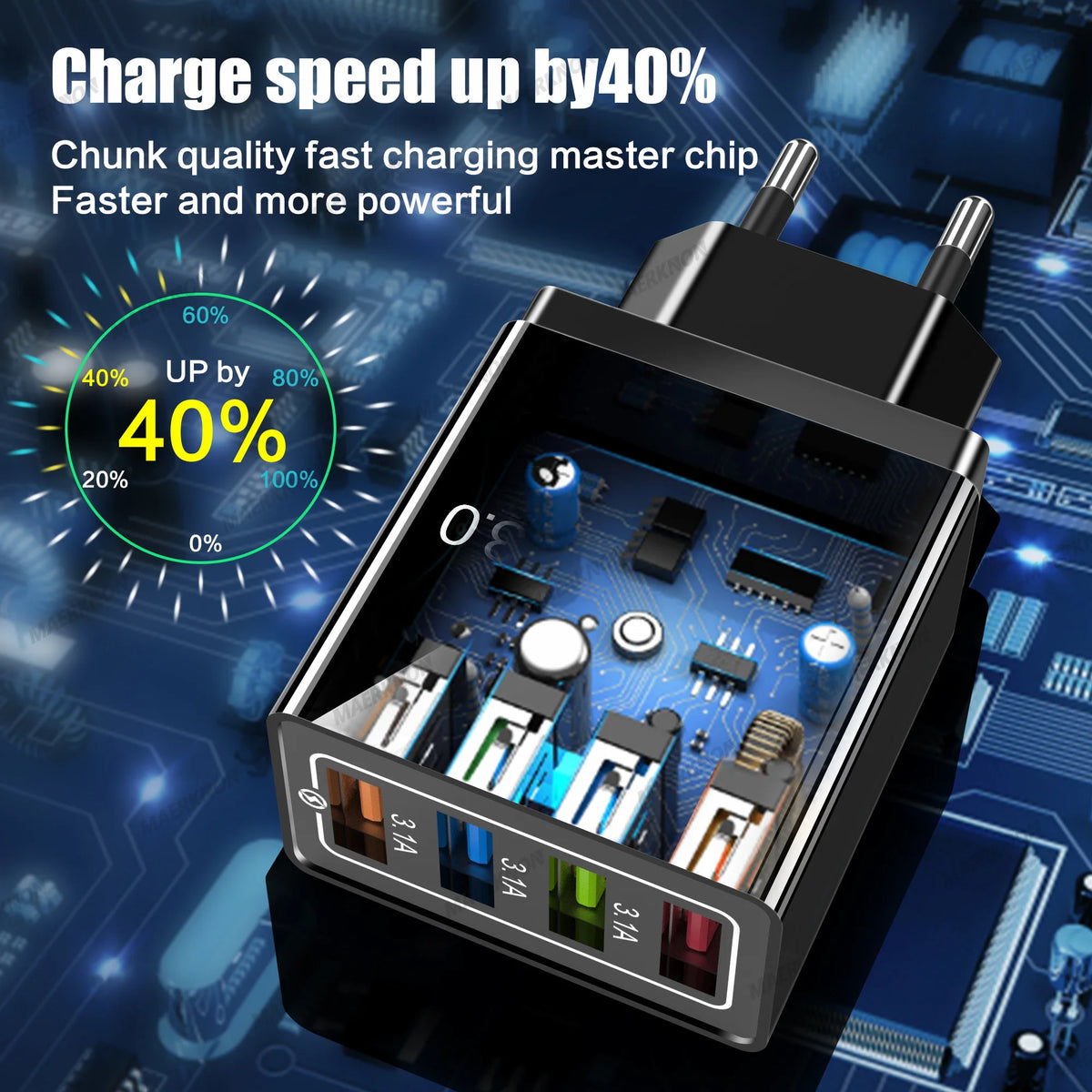 3A USB Charger 4 Ports USB Quick Charge 3.0 EU US