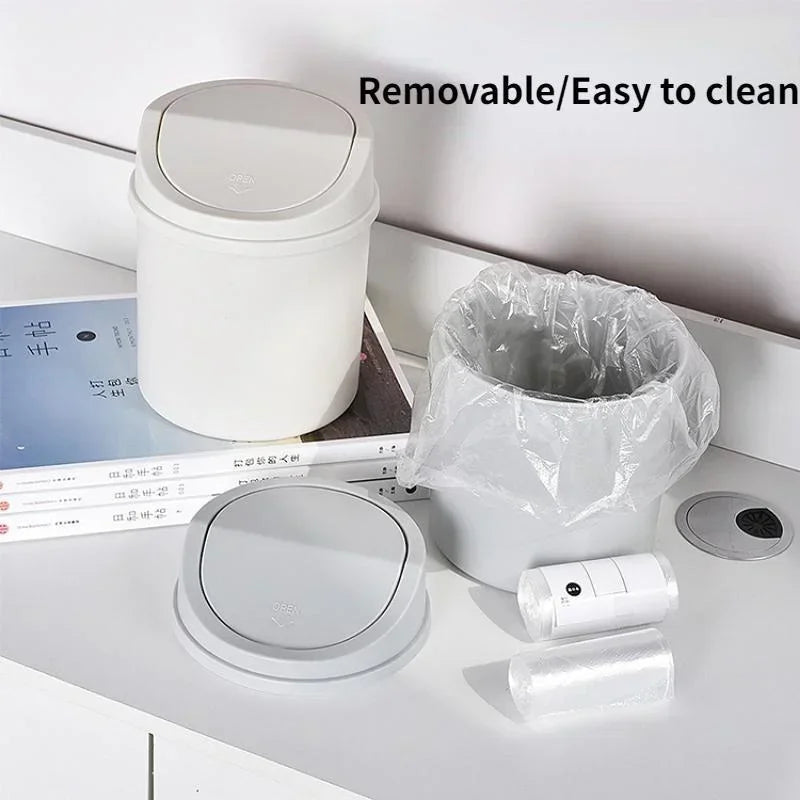Mini Desktop Bin Small Trash Can Tube with Cover