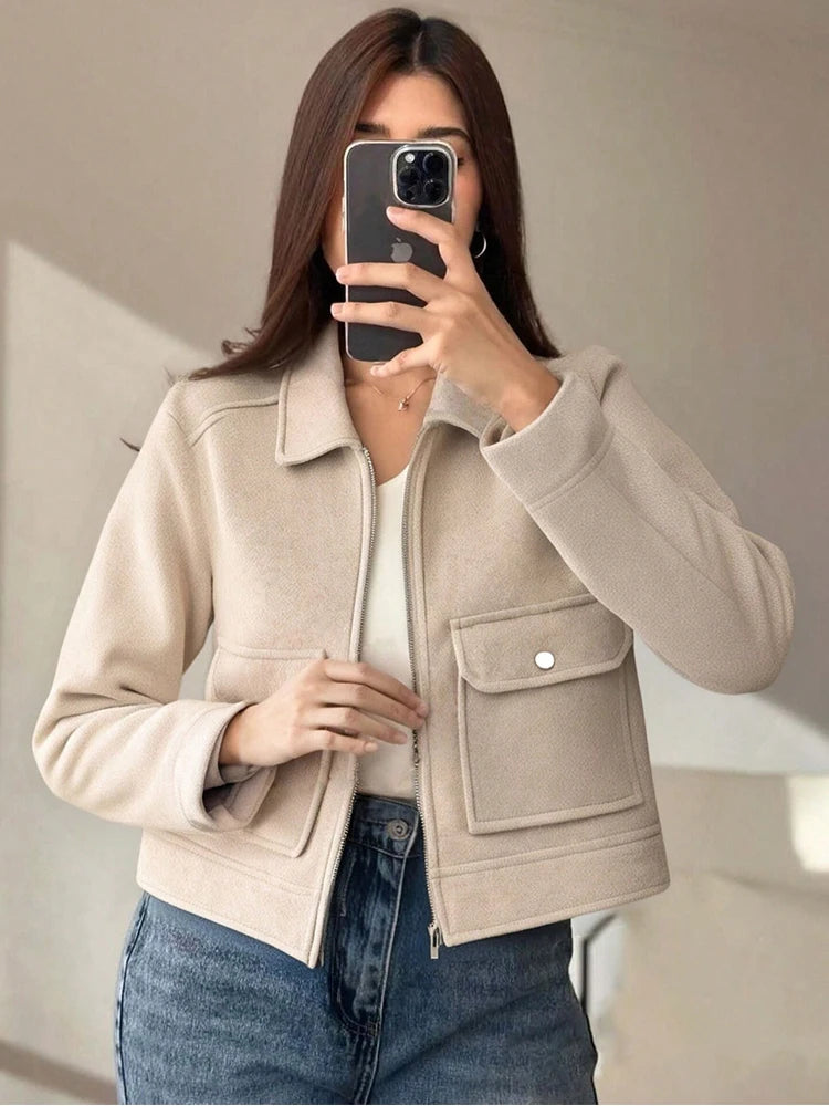 SLTNX Women's Zipper Jacket Coat New Winter Long Sleeve