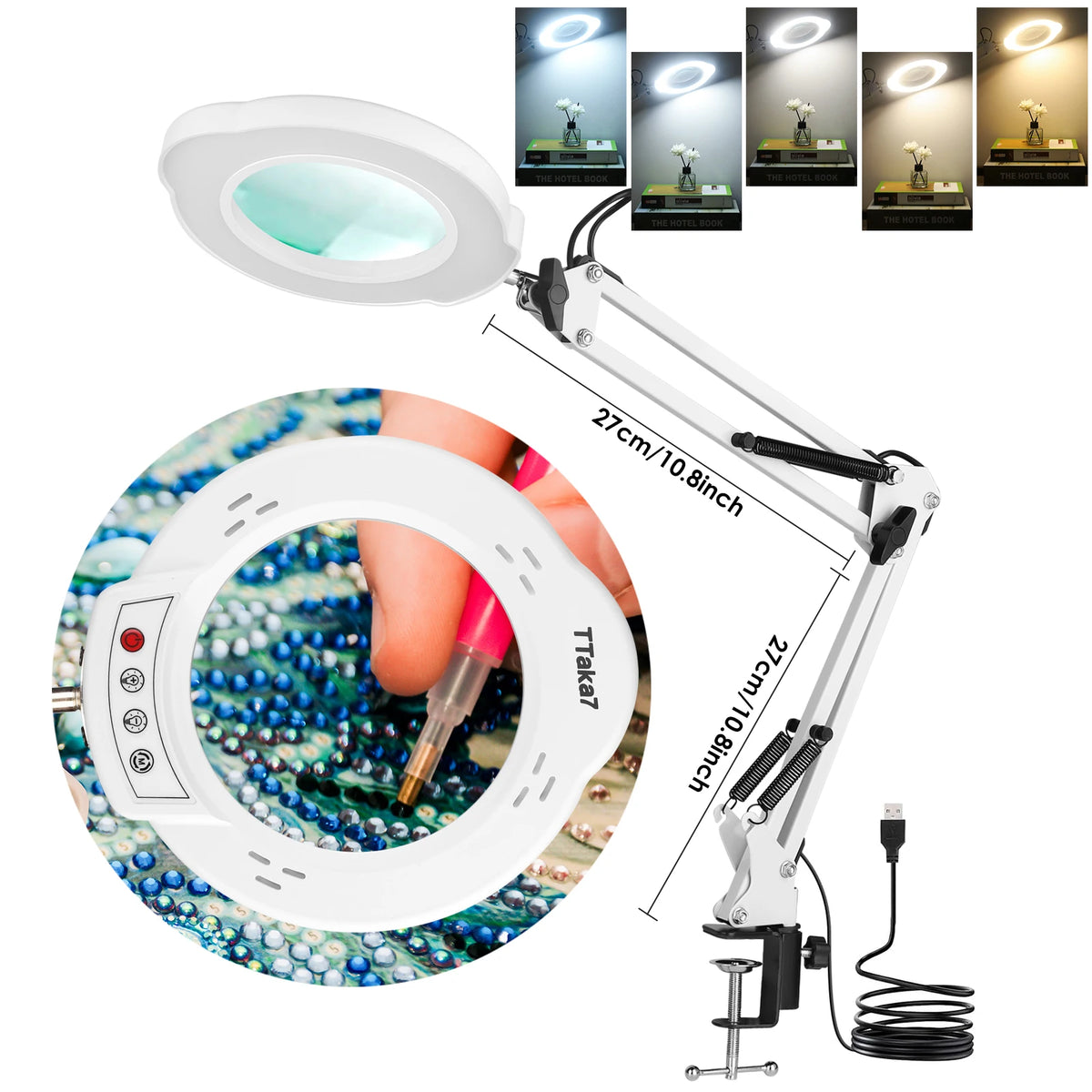 72LED 8X/10X NEW Illuminated Magnifier USB 3