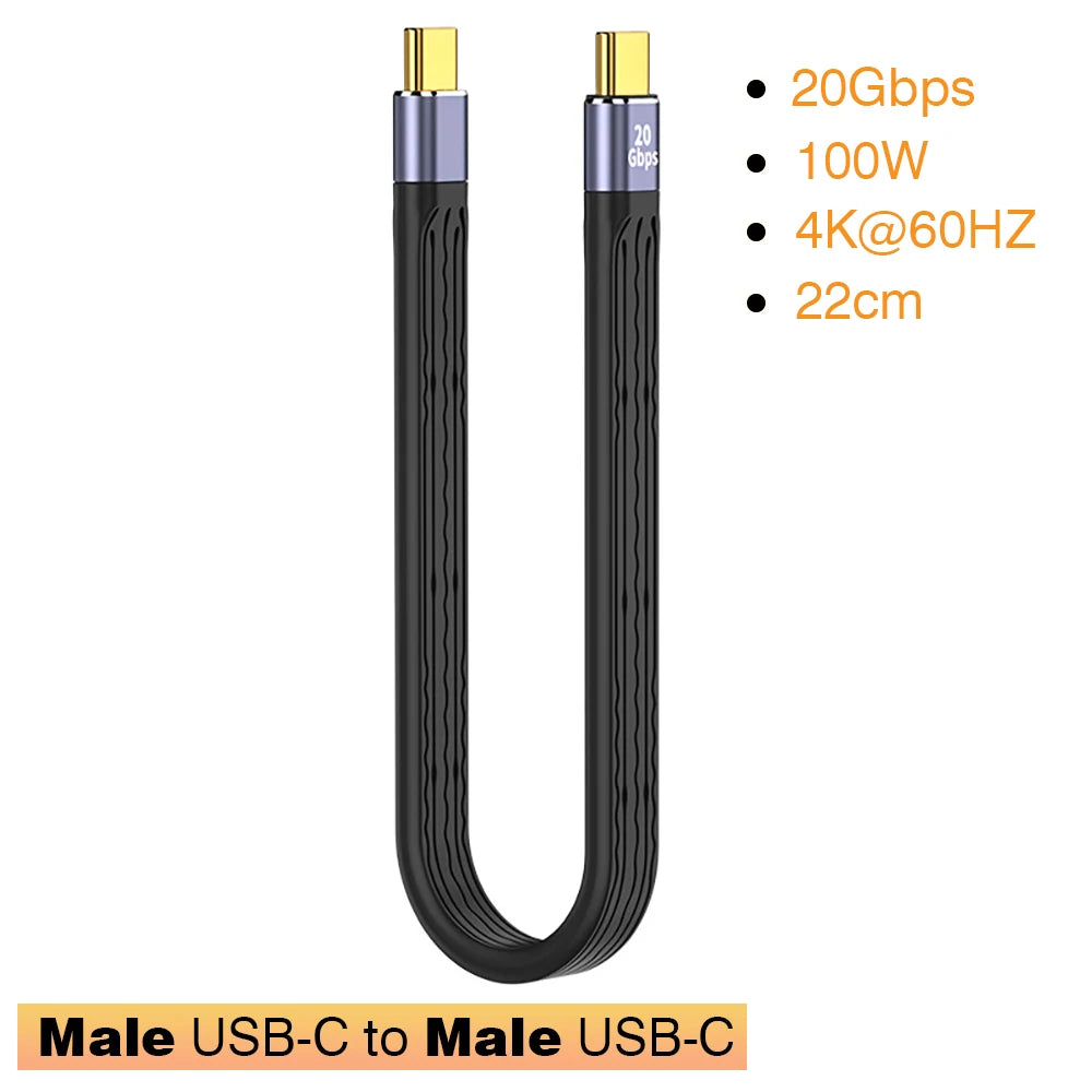 USB3.1 10Gbps Short Cable 13cm PD 100W USB