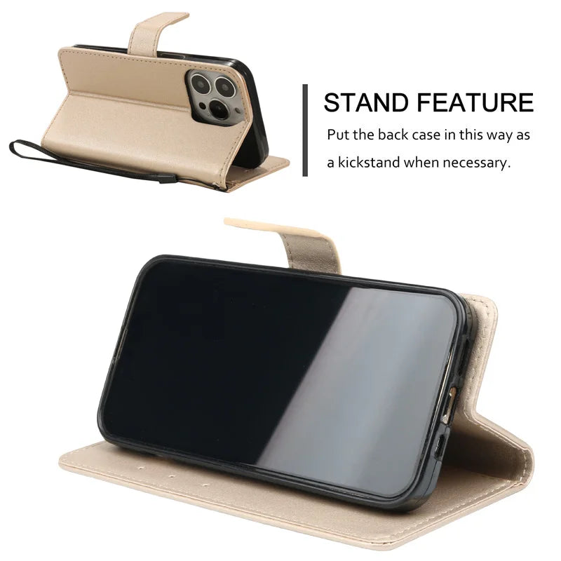 Wallet Flip Leather Case For iPhone 16 15 13 14