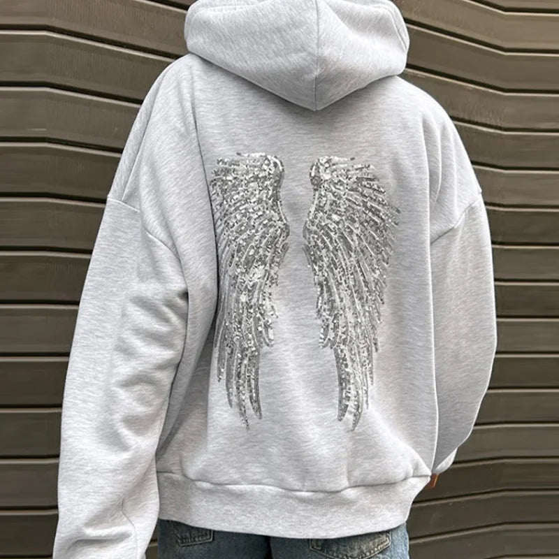 Women's Sequin Angel Wings Hooded Jacket Y2K