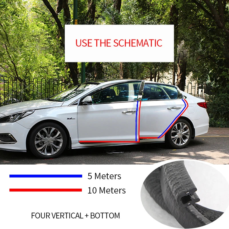 SEAMETAL Car Door Edge Seal Strip 2/5/10m U - Shape