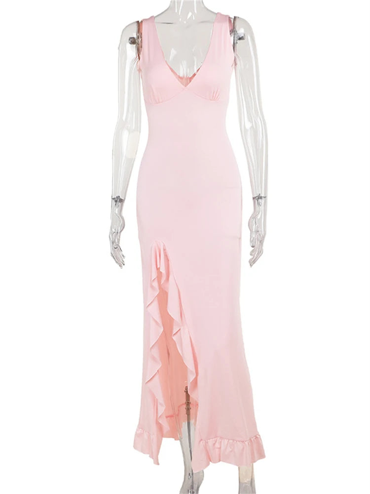 Ladies Summer Ruffle Evening Birthday Party Dress Women