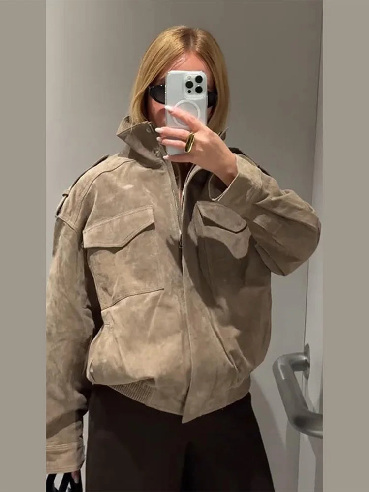 Women's Drawstring Cargo Pocket Jacket
