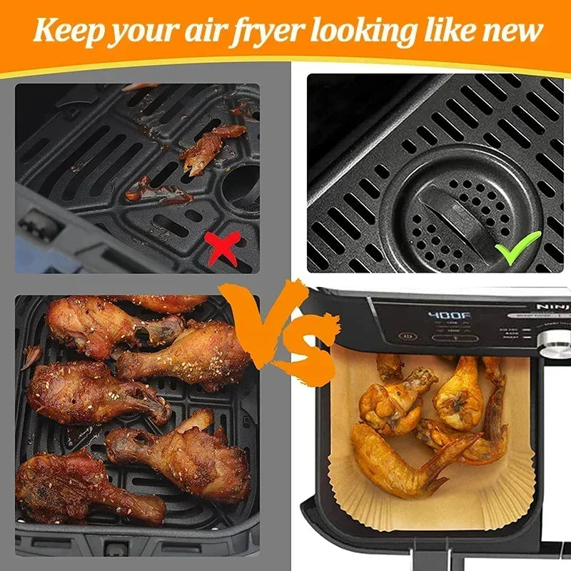 Papier jetable pour friteuse à air chaud, tapis de cuisson antiadhésif, résistant à l'huile, pour micro-ondes et barbecue, doublure en papier sulfurisé, accessoires.