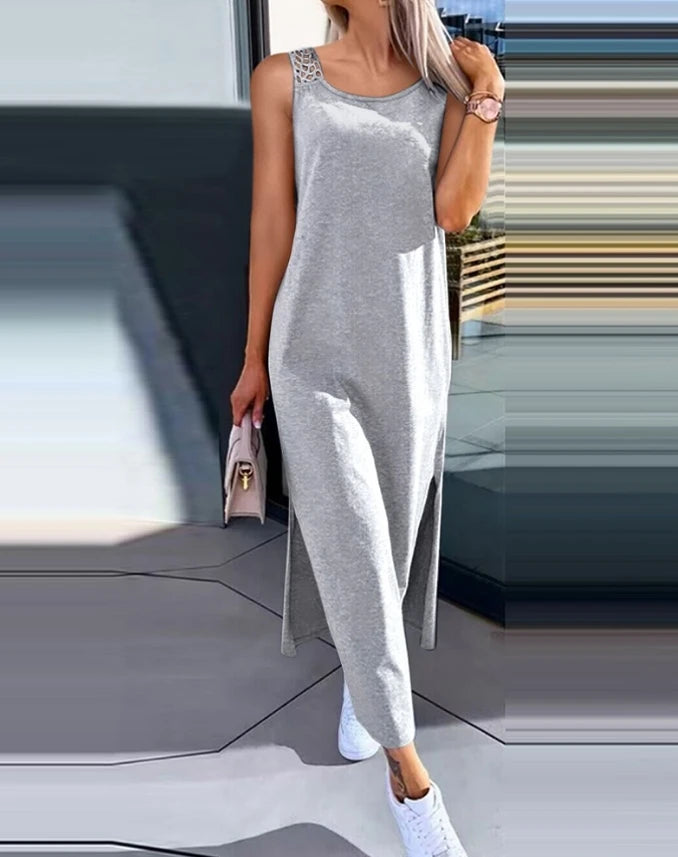 Womens Dresses 2024 Summer Fashion Slit Hollow
