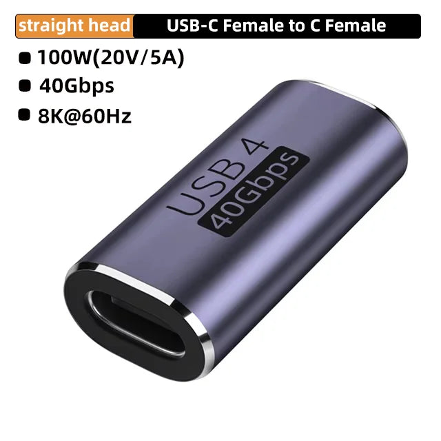 USB4.0 40Gbps OTG Type C 90 Degree Adapter 100W