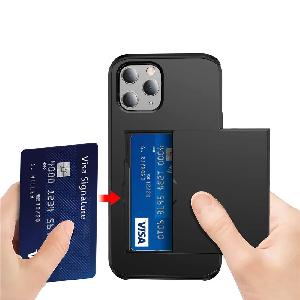 for iPhone 16 Pro Max 15 Case Slide Armor Wallet