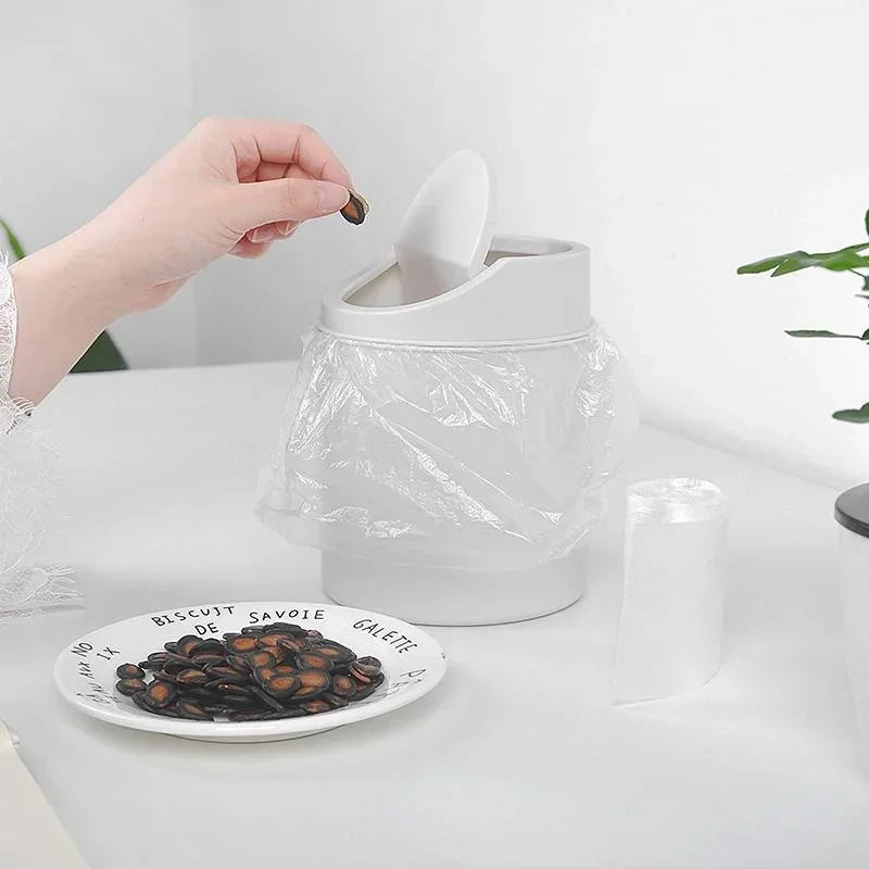 Mini Desktop Bin Small Trash Can Tube with Cover