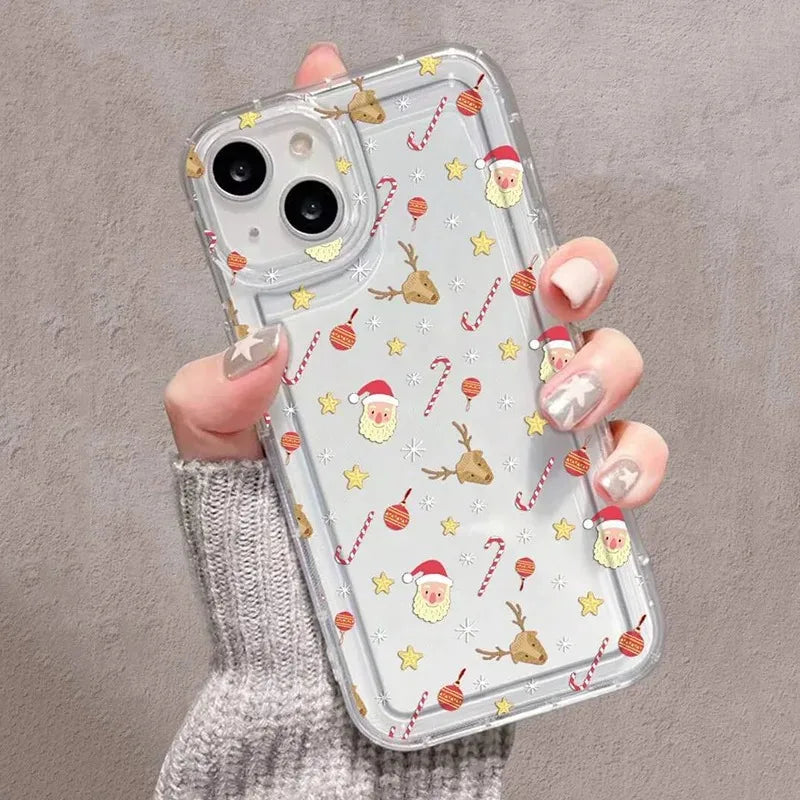 Coque transparente à imprimé graphique de Noël d'hiver