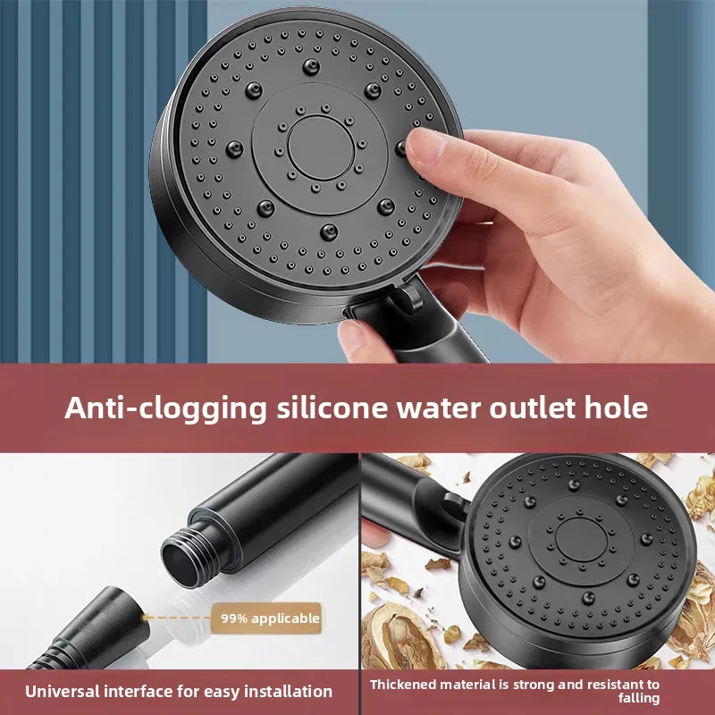 Black 5 Modes Shower Head Adjustable High