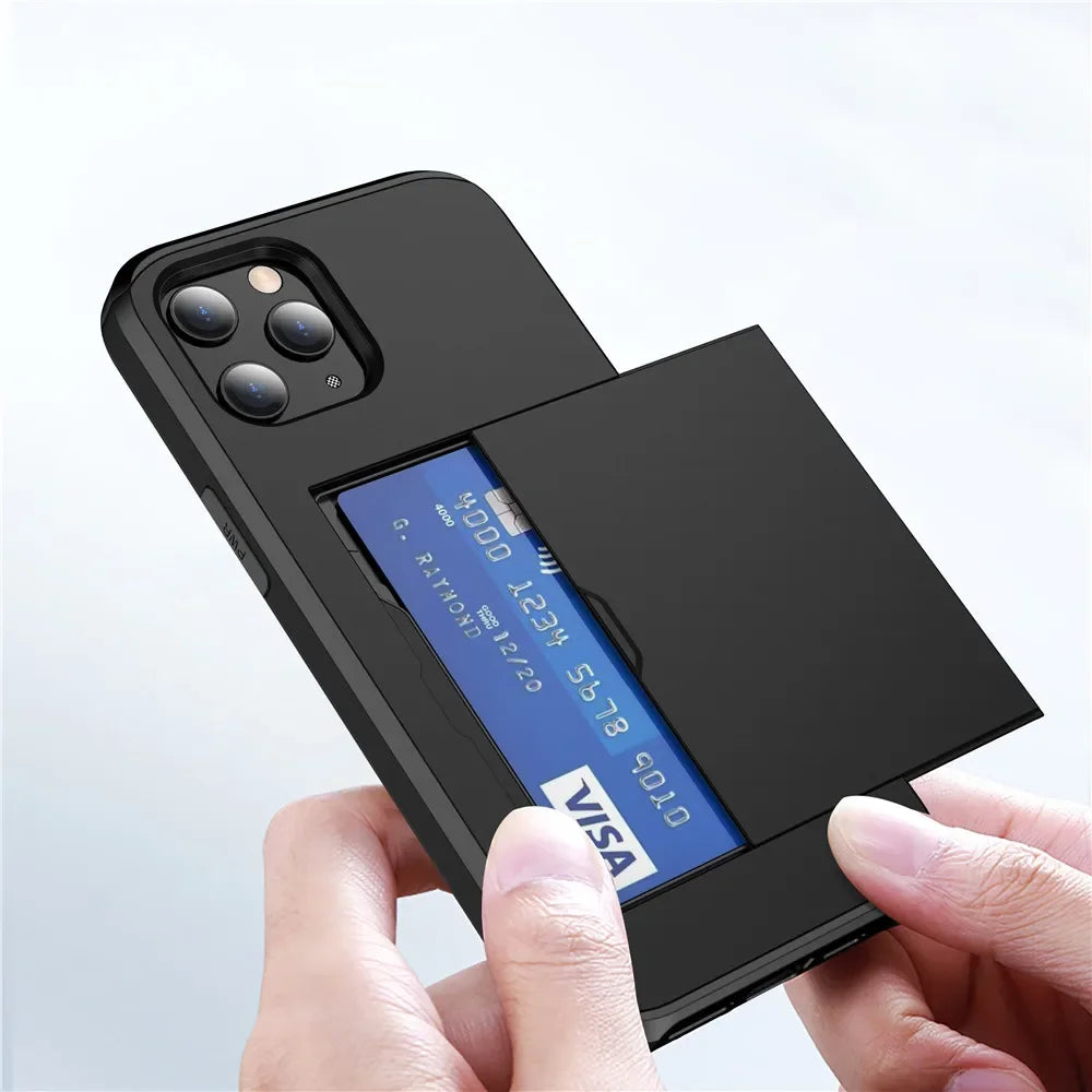for iPhone 16 Pro Max 15 Case Slide Armor Wallet