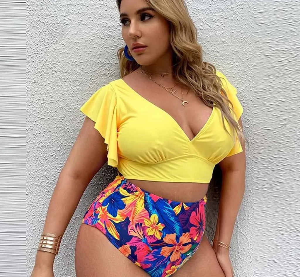 Plus Size Bikini Set Retro Swimwear