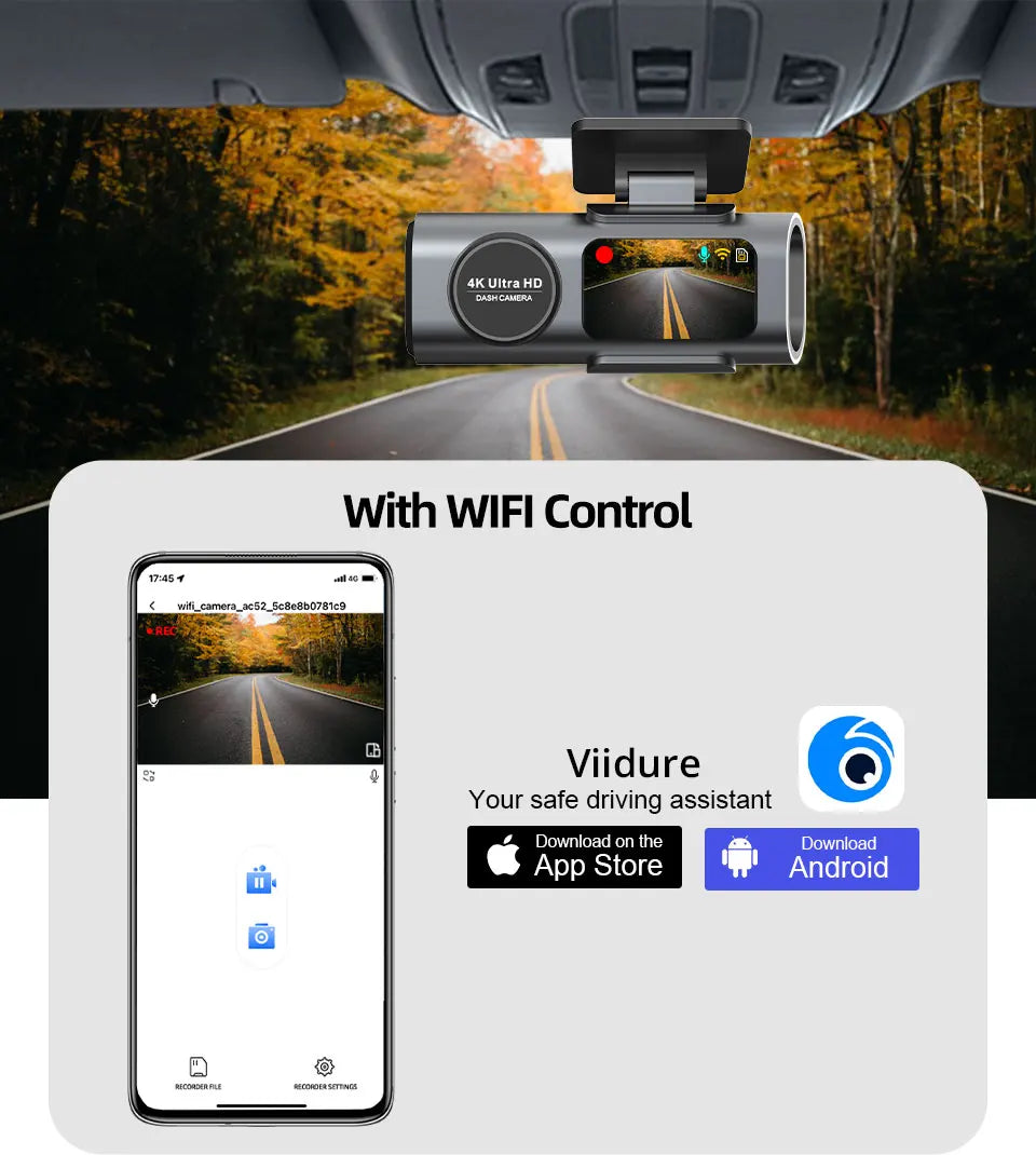 Dash Cam 4K UHD Recording Car Camera DVR Night