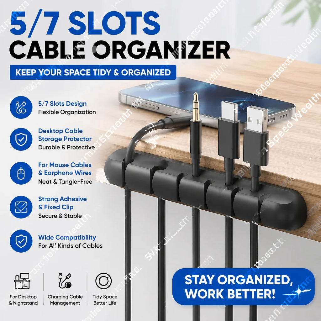 5/7 - hole Data Cable Organizer, Desktop Charging