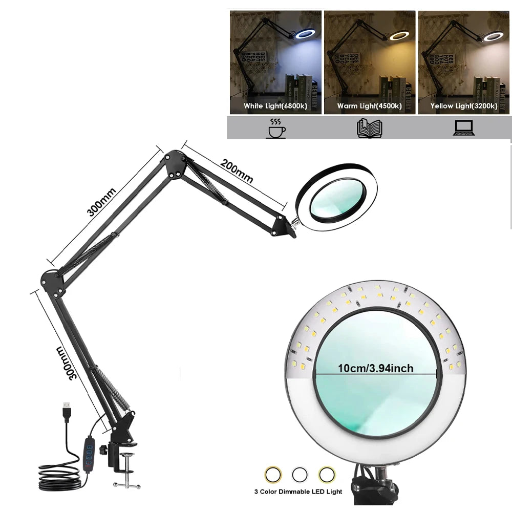 72LED 8X/10X NEW Illuminated Magnifier USB 3