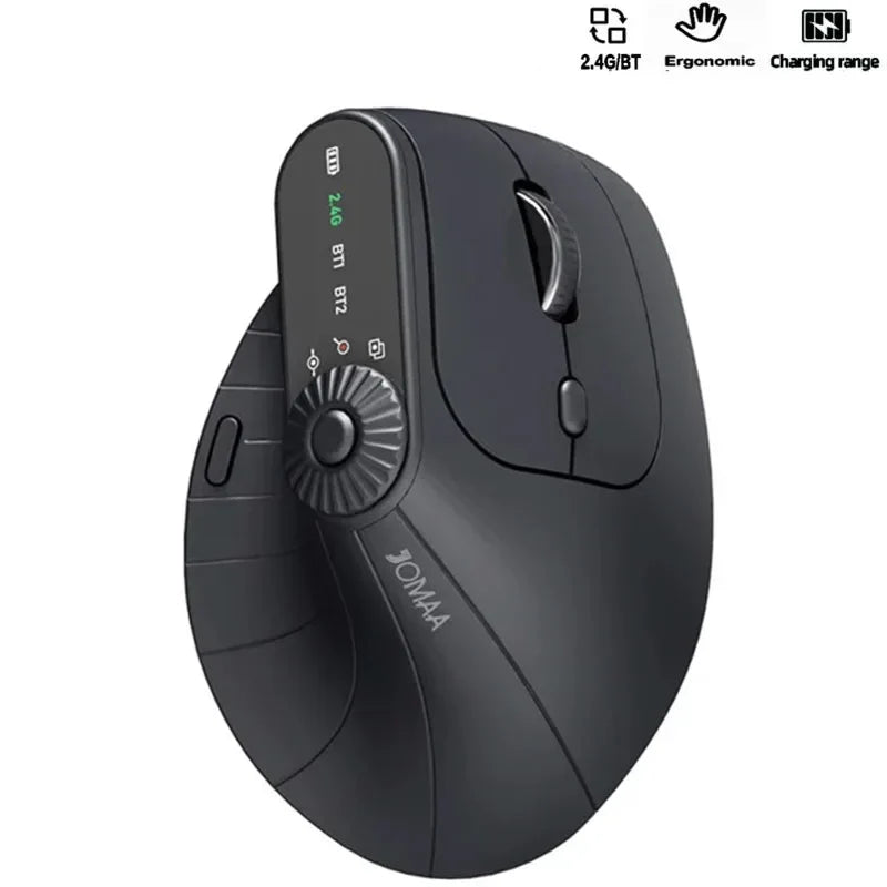 Souris ergonomique verticale multi-appareils avec bouton de réglage des fonctions, souris sans fil Bluetooth 2.4G rechargeable pour PC et tablette