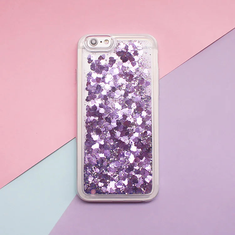 Love Heart Stars Glitter Phone Case For iPhone 15