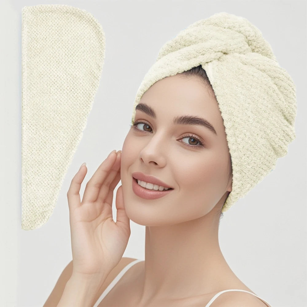 Solid Color Hair Towel Textured Dry Hair Cap 9.8'