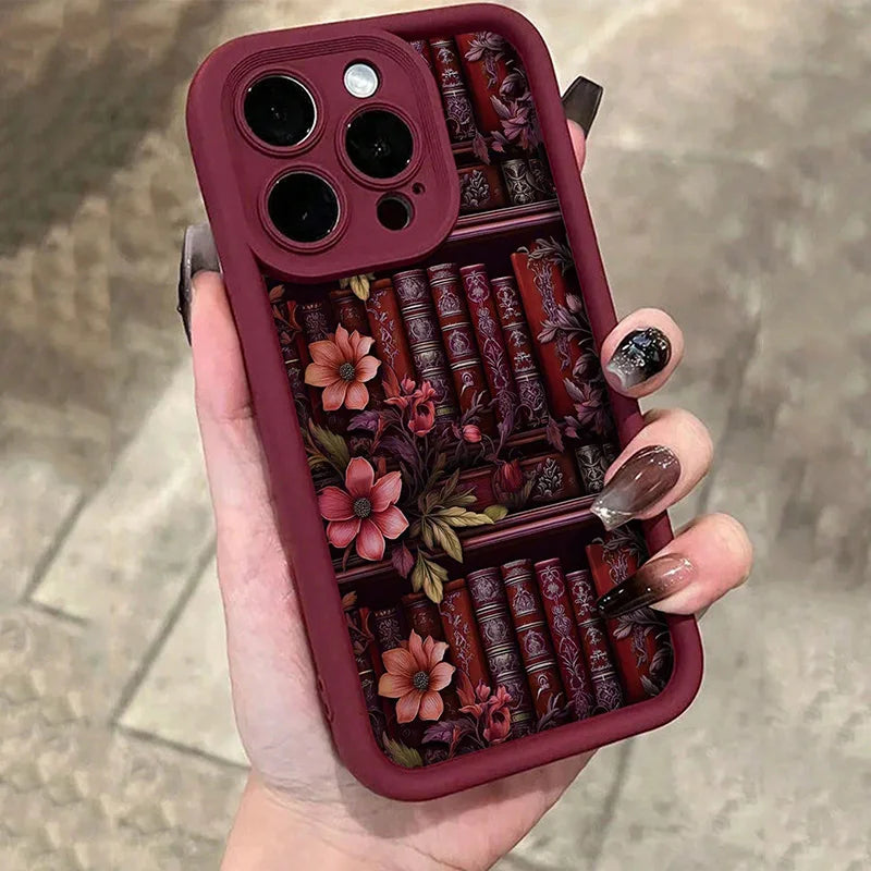iPhone 13 Case - Floral Watercolour Bookshelf
