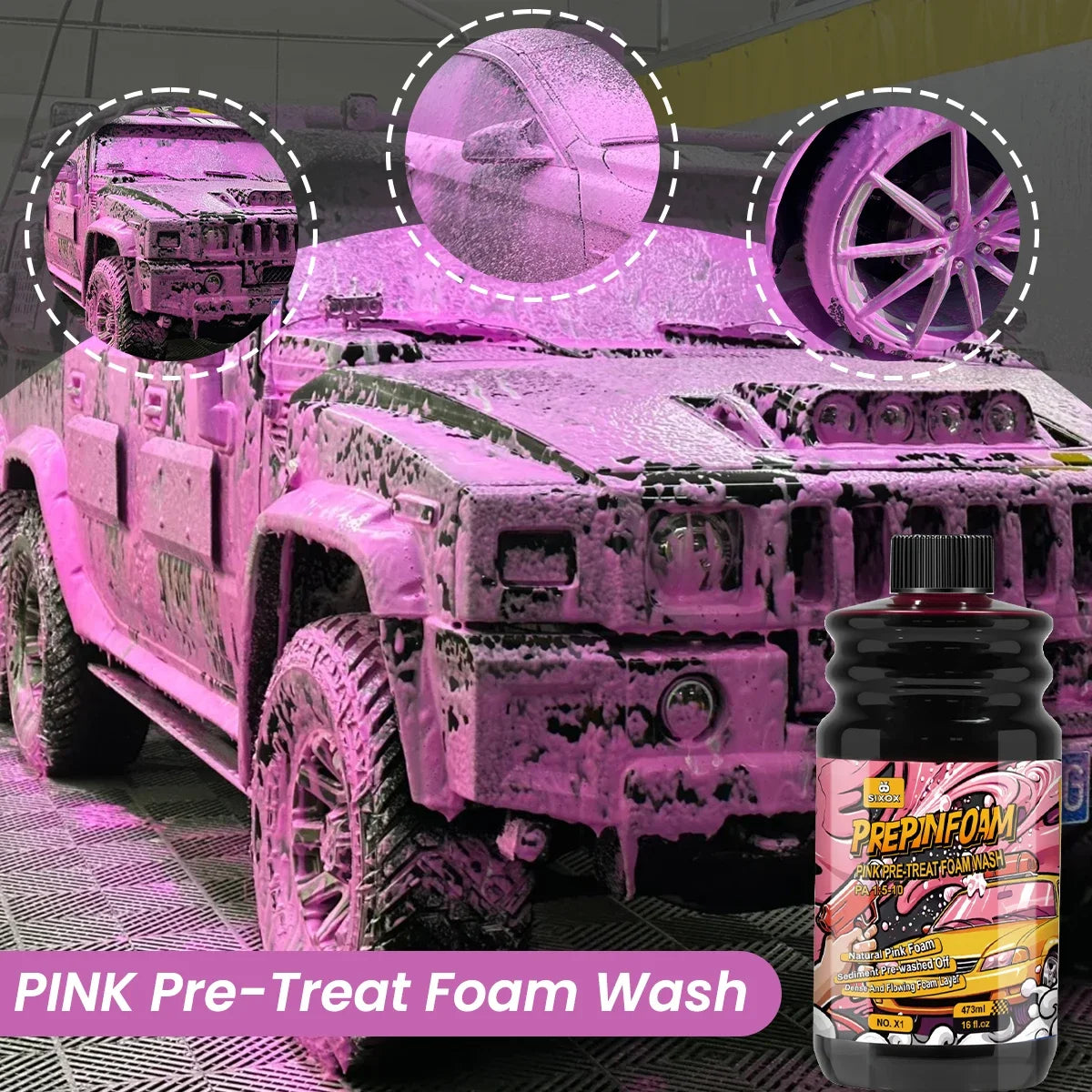 Shampoing moussant rose magique pour lavage de voiture