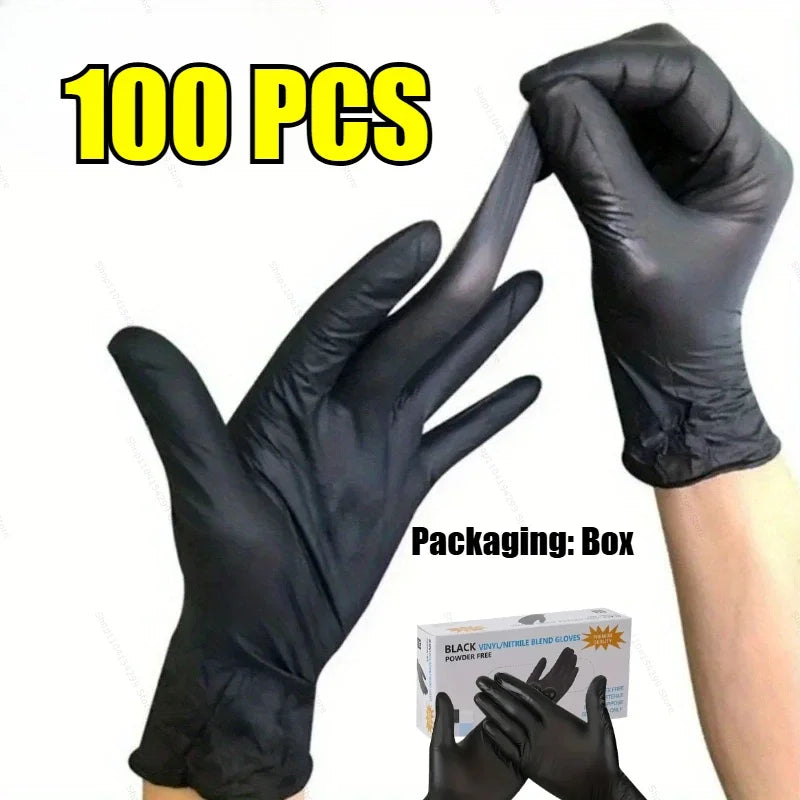 Black Disposable Nitrile Gloves Latex & Powder