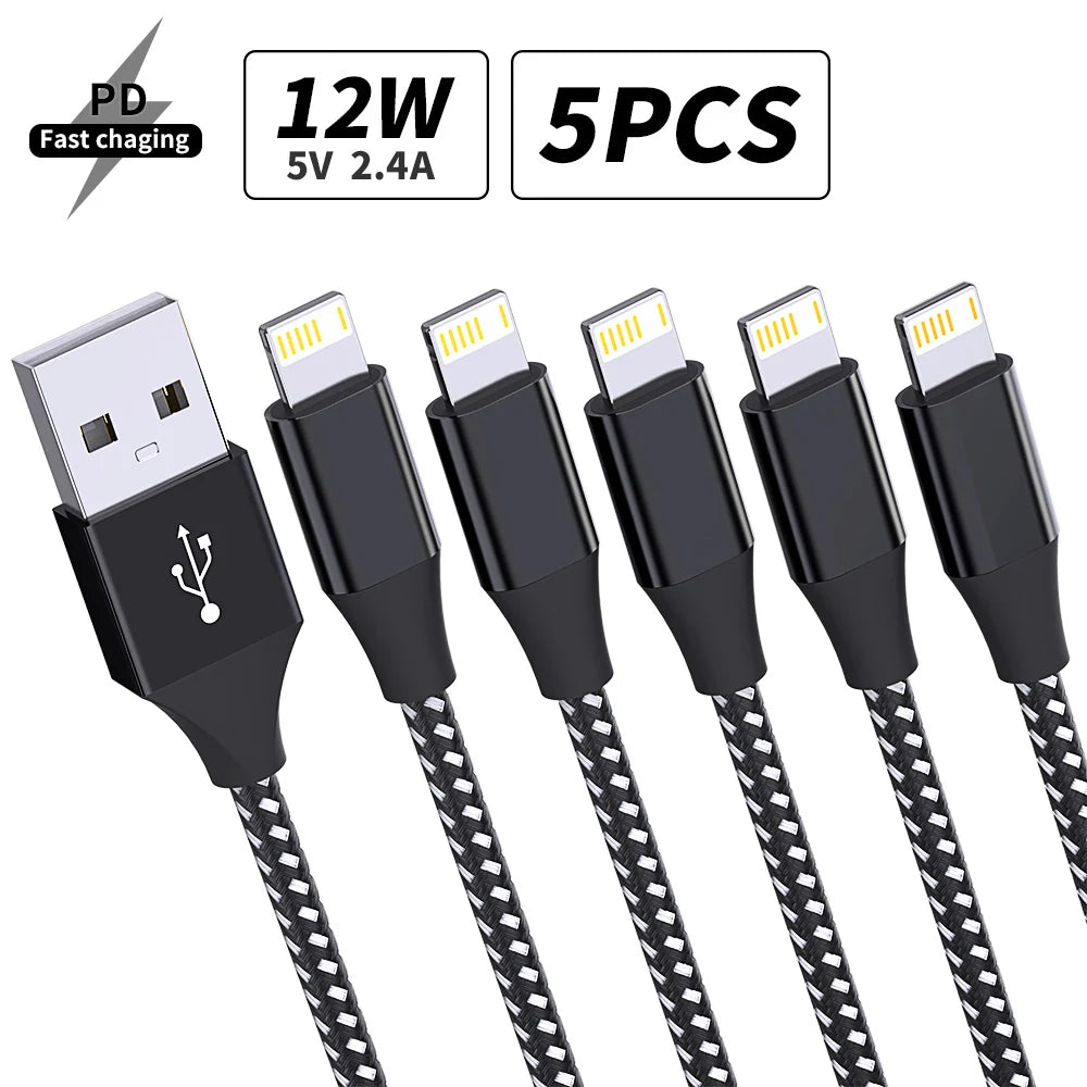 5Packs USB To Lightning Cable For IPhone14 13 12