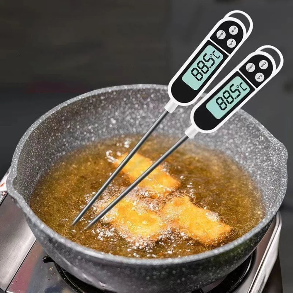 Stainless steel probe cooking food, barbecue